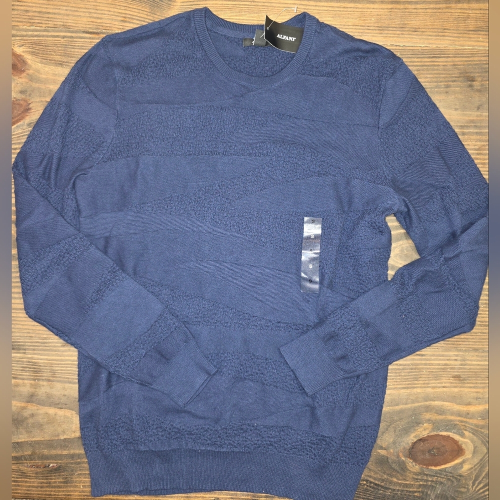 Alfani Men's Jacquard Sweater Color Neo Navy Size SM Style 100127906MN